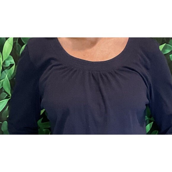 ๐ Talbots Scoop Neck Tee โ Navy โ 100% Cotton โ 3/4 Sleeve โ Size M - Picture 3 of 5